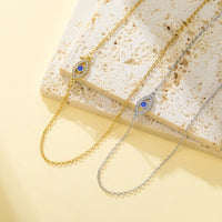Collar con colgante de ojo turco delicado de Skyrim para mujer, de acero inoxidable, color dorado, con piedra de circonita cúbica azul, collar con ojo de marquesa, joyería amuleto.