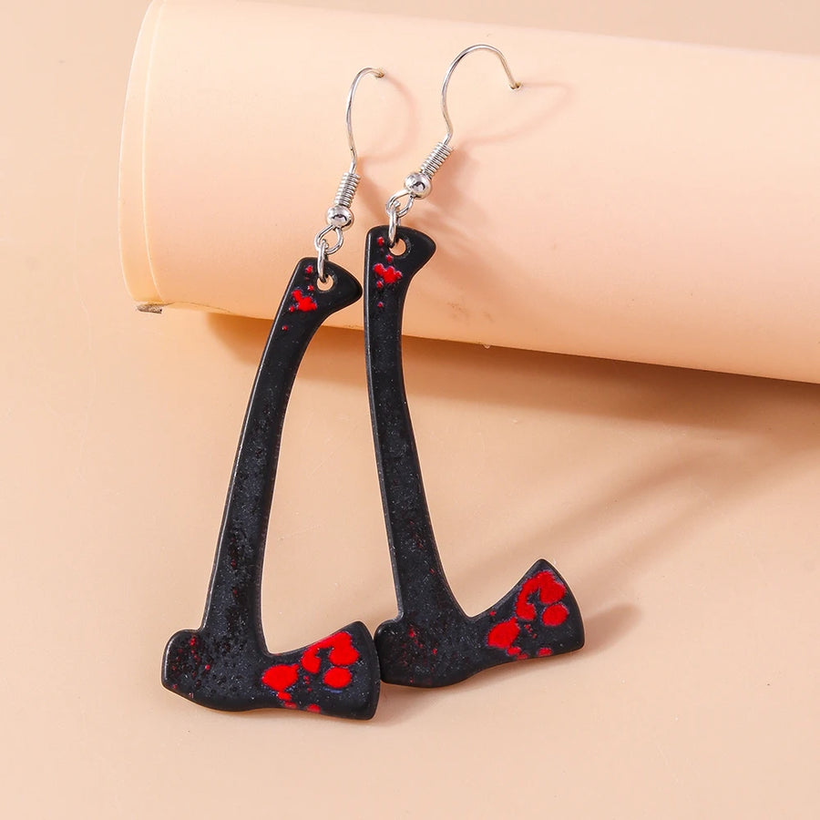 Pendientes de Resina Aihua con Diseño de Cuchillo Sangriento, Tijeras, Hacha y Sierra para Halloween, Joyería para Fiestas Nocturnas de Halloween, Regalos