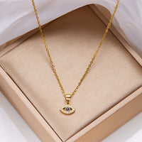 Collar de Acero Inoxidable Estilo Bohemio con Ojo Turco para Mujer, Versátil, con Diferentes Diseños de Cadena, Colgante de Ojo, Joyería de Cadena para Clavícula