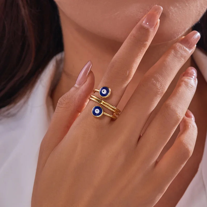 Anillo Ojo Turco Esmalte Goteado