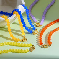Collar de Cadena con Cuentas de Cristal Ojo de Gato Arcoíris, Chapado en Oro de 18K, Cadena de Acero Inoxidable, Joyería Colorida para Mujer, Regalo Único