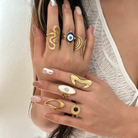 Anillo Ojo Turco y Concha Blanca
