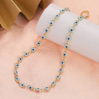 Collar de ojos malvados turcos azules para mujer, collares de acero inoxidable de Color dorado a la moda, regalo de joyería con cuentas esmaltadas 2023