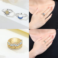 Anillo Apilable Luna, Estrella, Trébol y Ojo Turco