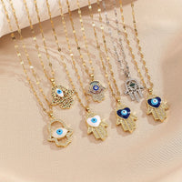 Collar de ojo de diablo para hombres y mujeres, chapado en oro de 18k, gota de aceite de palma, joyería de circón de colores, colores aleatorios, nuevo