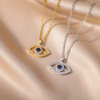 Collar con colgante de ojos malvados de acero inoxidable para mujer, joyería, cadenas para clavícula, collares, regalos para fiesta, triangulación de envíos