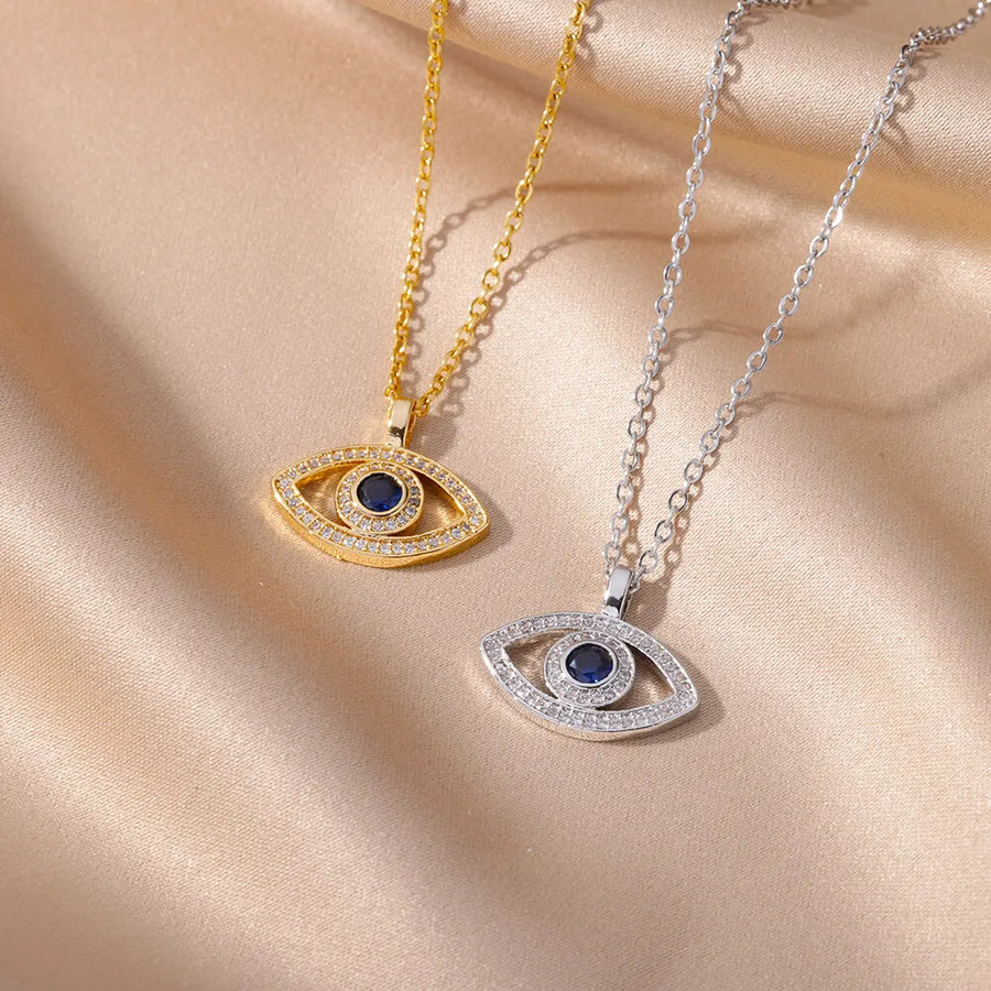 Collar con colgante de ojos malvados de acero inoxidable para mujer, joyería, cadenas para clavícula, collares, regalos para fiesta, triangulación de envíos