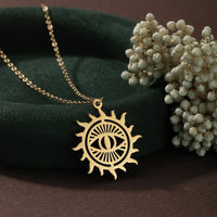 Collar con colgante de mal de ojo Sunburst para mujer, collares con dijes de acero inoxidable, rayos de sol, mal de ojo