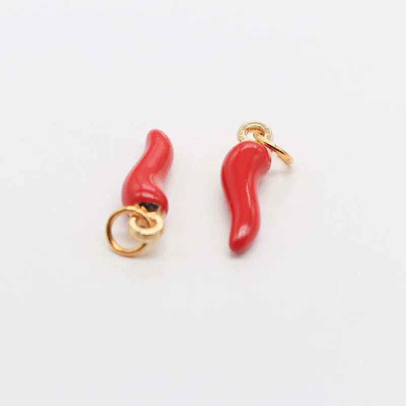 5 uds. De dijes de chile esmaltados de pimiento rojo de diferentes tamaños para hacer joyas, pendientes, collar, llavero, colgantes, materiales hechos a mano