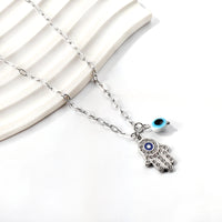 Collar clásico con dijes de mal de ojo para mujer, colgante de cadena chapado en oro y plata de acero inoxidable, circonita cúbica, joyería
