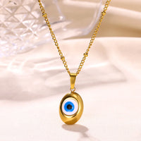 Collar con colgante de ojo de diablo para mujeres y hombres, collares de ojos azules, cadena de cuentas, Gargantilla de acero inoxidable de Color dorado, joyería, regalo BFF