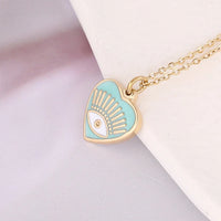 Collar de acero inoxidable con forma de corazón y mal de ojo para mujer, joyería de moda, chapado en oro, estilo bohemio