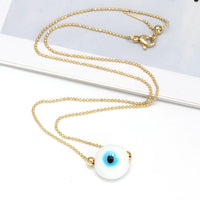 Collar de cuentas de ojo de la suerte para hombres y mujeres, cadena de cuentas de bola redonda de cobre, joyería de moda, aceite de gota de vidrio, turco, mal de ojo