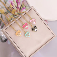 Collar de acero inoxidable con forma de corazón y mal de ojo para mujer, joyería de moda, chapado en oro, estilo bohemio