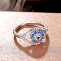 Anillo Ojo Azul Plata 925 Moderno
