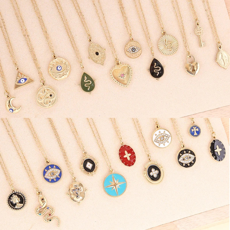 Collares bohemios con colgante de serpiente de mal de ojo para mujer, acero inoxidable con gargantilla de goteo de aceite, collar, joyería de moda de boda, regalos