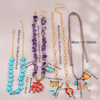 4 piezas de collar bohemio de turquesa con grava irregular apilada, con decoración de coral, luna y ojo de diablo, joyería diaria para mujer en vacaciones.