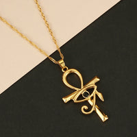 Collar religioso con colgante de llave de Cruz Ankh para mujer, Ojo de Horus, collar con declaración, regalo de joyería de la suerte