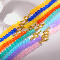 Collar de Cadena con Cuentas de Cristal Ojo de Gato Arcoíris, Chapado en Oro de 18K, Cadena de Acero Inoxidable, Joyería Colorida para Mujer, Regalo Único