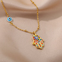 Hamsa-collar de mal de ojo para mujer, cadena de ojo de Color dorado turco, gargantilla de Navidad, accesorios de joyería, regalo