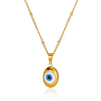Collar con colgante de ojo de diablo para mujeres y hombres, collares de ojos azules, cadena de cuentas, Gargantilla de acero inoxidable de Color dorado, joyería, regalo BFF