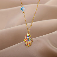 Hamsa-collar de mal de ojo para mujer, cadena de ojo de Color dorado turco, gargantilla de Navidad, accesorios de joyería, regalo