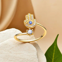 Anillo Mano de Fátima y Ojo Turco Bendición