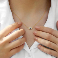 Collar de ojo de diablo con diamantes, exquisito y de alta gama, para mujeres con ojos azules, muy vendido.