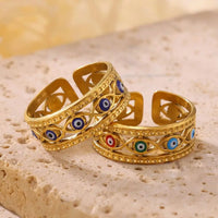 Anillo Ojo Turco Geométrico Retro