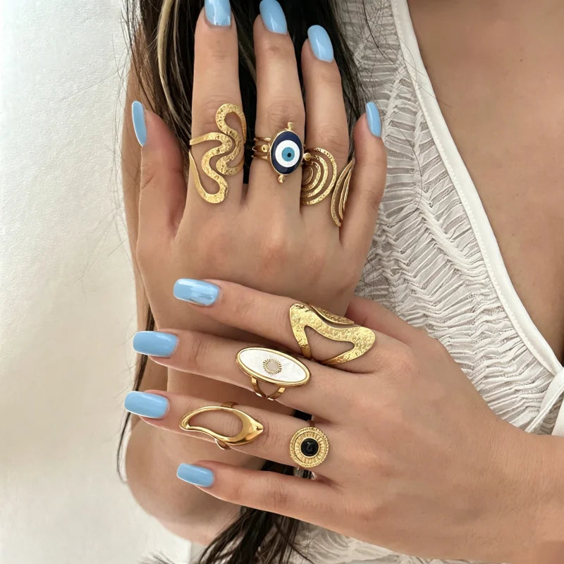 Anillo Ojo Turco Bohemio Texturizado
