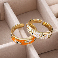 Anillo Ojo Turco Esmalte Azul Moderno
