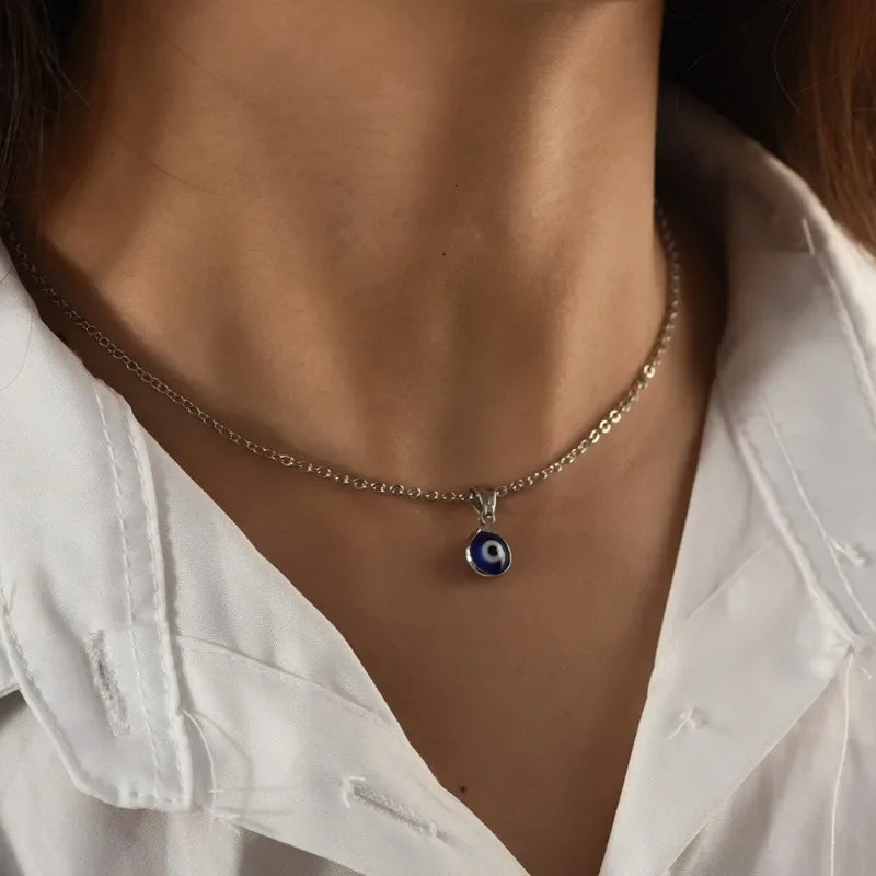 Collares con colgante de mal de ojo de Turquía para mujeres, niñas, amigos, gargantillas de ojos de demonio turco azul, collar de cadena de Color dorado, joyería