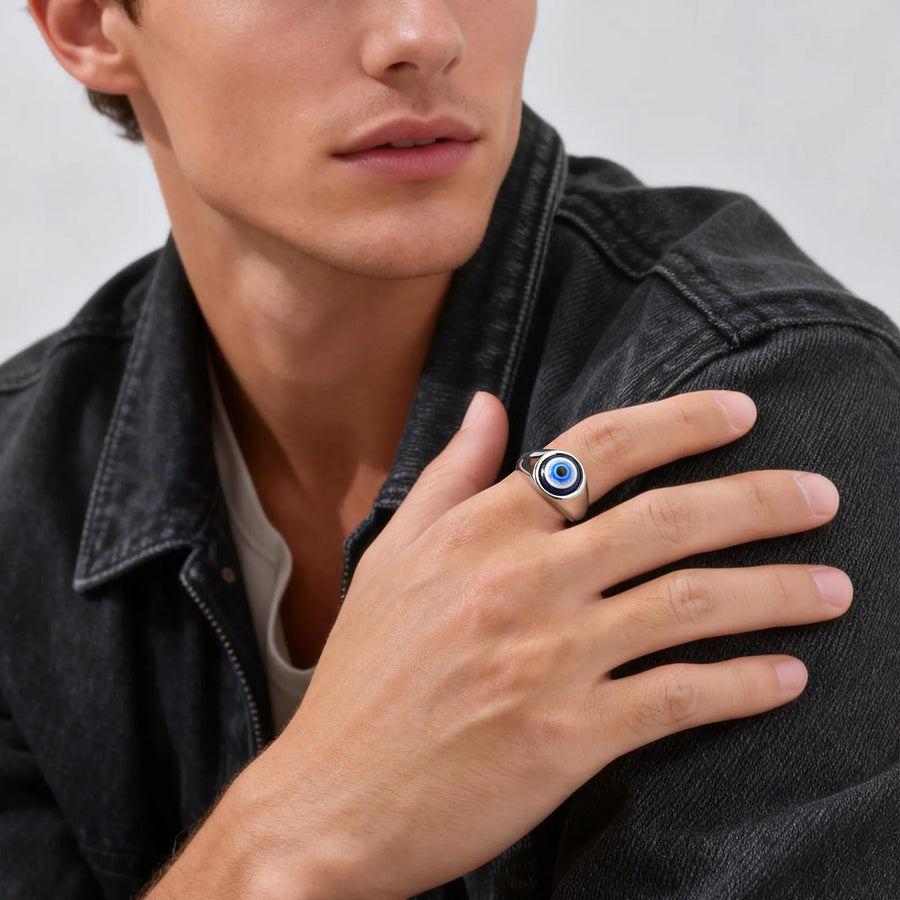 Anillo Sello Ojo Turco para Hombre