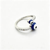 Anillo Ojo Turco Azul Oro y Plata