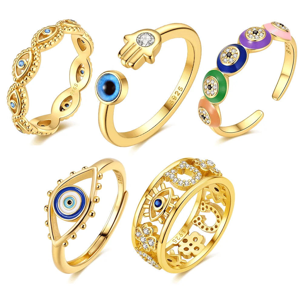 Anillo Ojo Turco Plata 925 Dorado