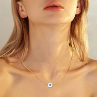 Collar con colgante de Ojo Azul malvado para mujer, cadena fina de acero inoxidable, Color dorado, amuleto de ojos