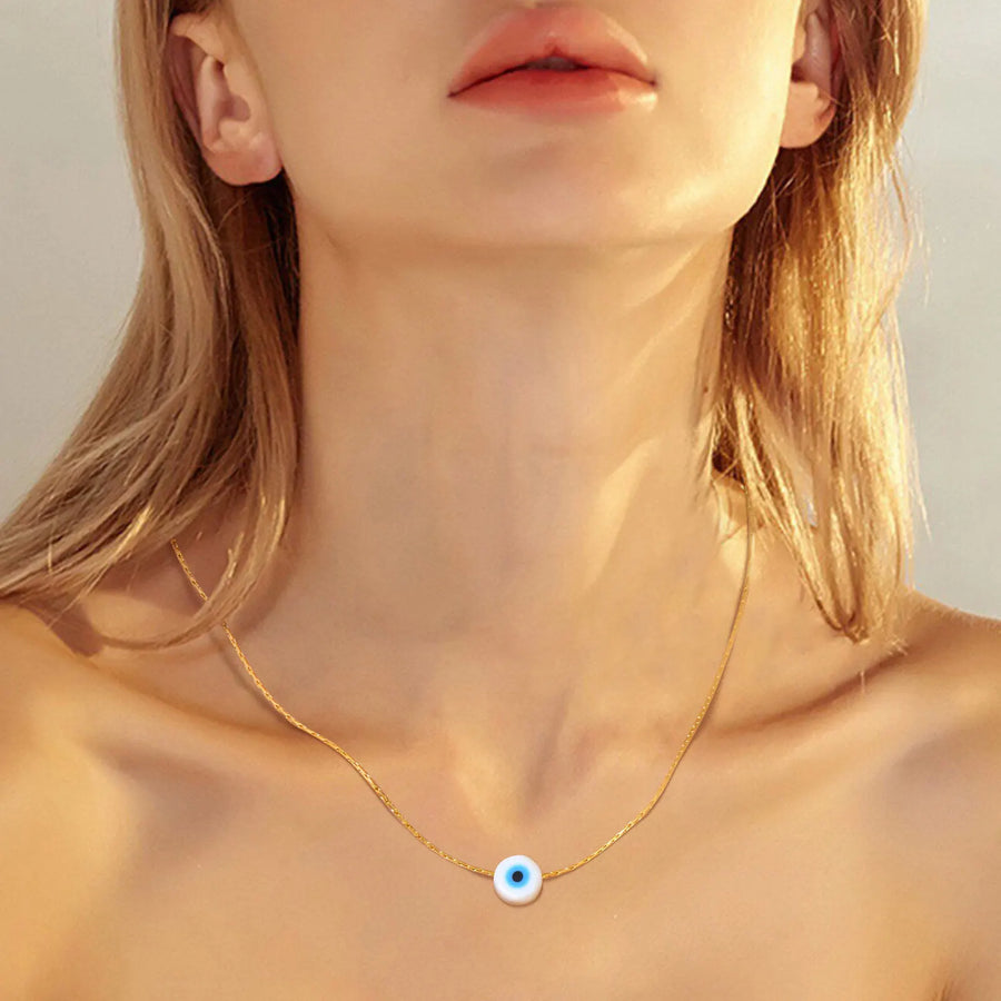 Collar con colgante de Ojo Azul malvado para mujer, cadena fina de acero inoxidable, Color dorado, amuleto de ojos