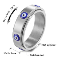 Anillo Giratorio Ojo Turco Esmalte Azul