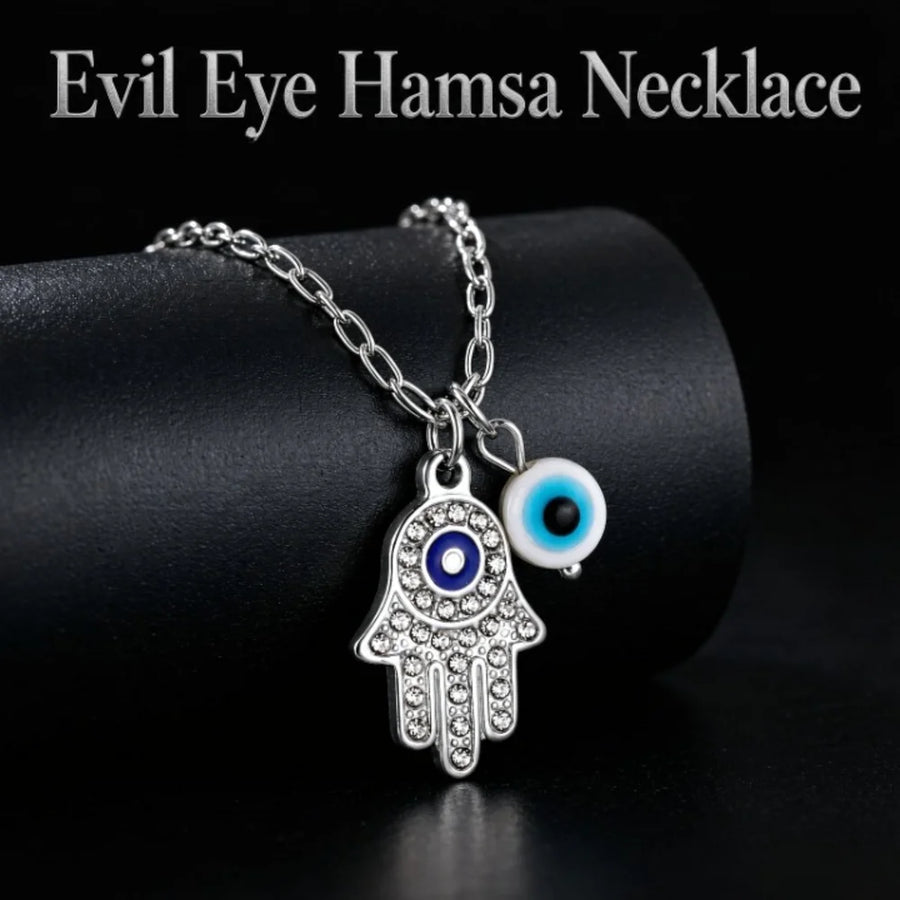 Collar clásico con dijes de mal de ojo para mujer, colgante de cadena chapado en oro y plata de acero inoxidable, circonita cúbica, joyería