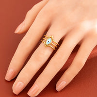 Anillo Ojo Turco Geométrico Dorado