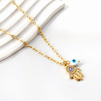 Collar clásico con dijes de mal de ojo para mujer, colgante de cadena chapado en oro y plata de acero inoxidable, circonita cúbica, joyería