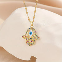 Collar de ojo de diablo para hombres y mujeres, chapado en oro de 18k, gota de aceite de palma, joyería de circón de colores, colores aleatorios, nuevo