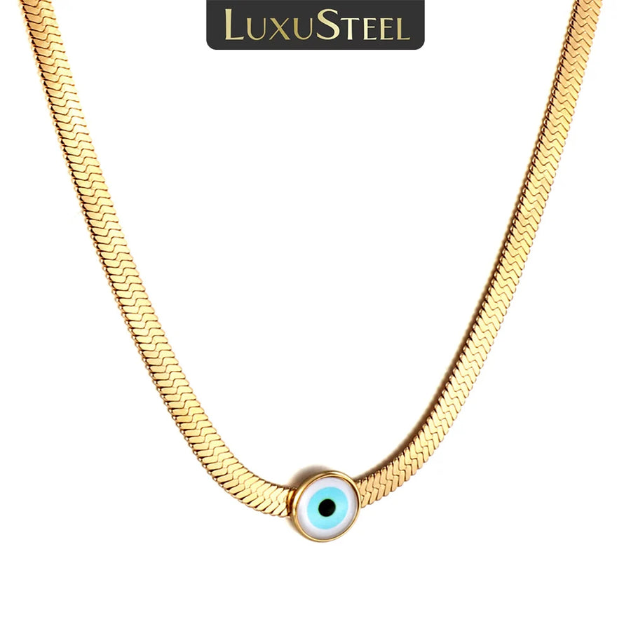 LUXUSTEEL-Cadena de serpiente con dijes de ojos malvados para mujer, collar de espiga de acero inoxidable, Gargantilla Vintage, regalos de joyería, nueva tendencia