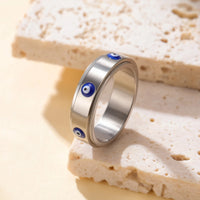 Anillo Giratorio Ojo Turco Esmalte Azul