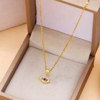 Collar de Acero Inoxidable Estilo Bohemio con Ojo Turco para Mujer, Versátil, con Diferentes Diseños de Cadena, Colgante de Ojo, Joyería de Cadena para Clavícula