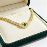 Collar de cadena con diseño de ojo turco y serpiente, recién lanzado, con cadena de clavícula de circonitas multicolores chapadas en oro para joyería de cuello femenina