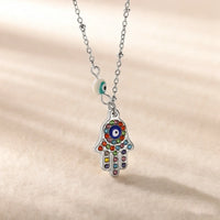 Collar con colgante de ojos malvados de acero inoxidable para mujer, joyería, cadenas para clavícula, collares, regalos para fiesta, triangulación de envíos