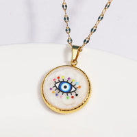 Collar con colgante de ojos malvados esmaltados coloridos Vintage, Gargantilla geométrica de moda de acero inoxidable, joyería, regalos de fiesta para mujeres y niñas