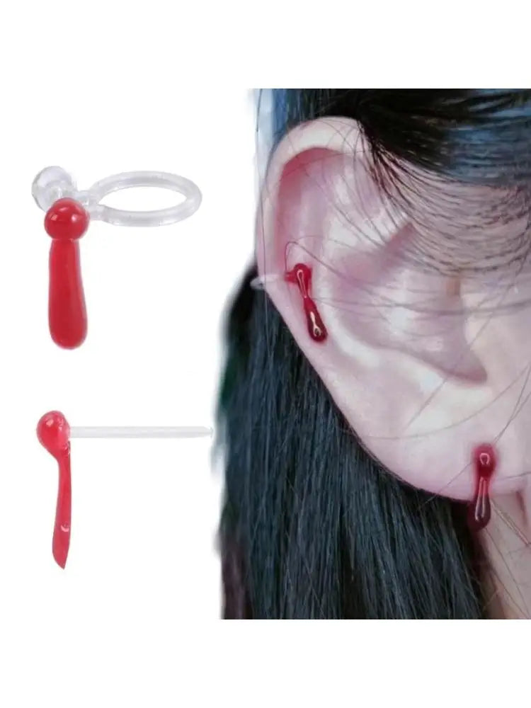 62KE Pendientes gota sangre Material resina Joyería Halloween para mujeres niñas regalo gótico
