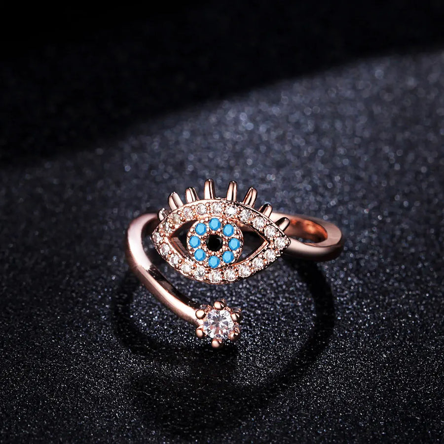 Anillo Ojo Turco Amuleto Oro 18K